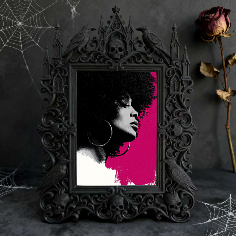 Gothic Dark-style Photo Frame | Witchy Home Apothecary Shelf Decor, Photo Ornament, Wall-mountable & Tabletop, Waterproof Plastic Frame