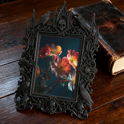 Gothic Dark-style Photo Frame | Black Metal Band Merch Booth Decor, Photo Ornament, Wall-mountable & Tabletop, Waterproof Plastic Frame