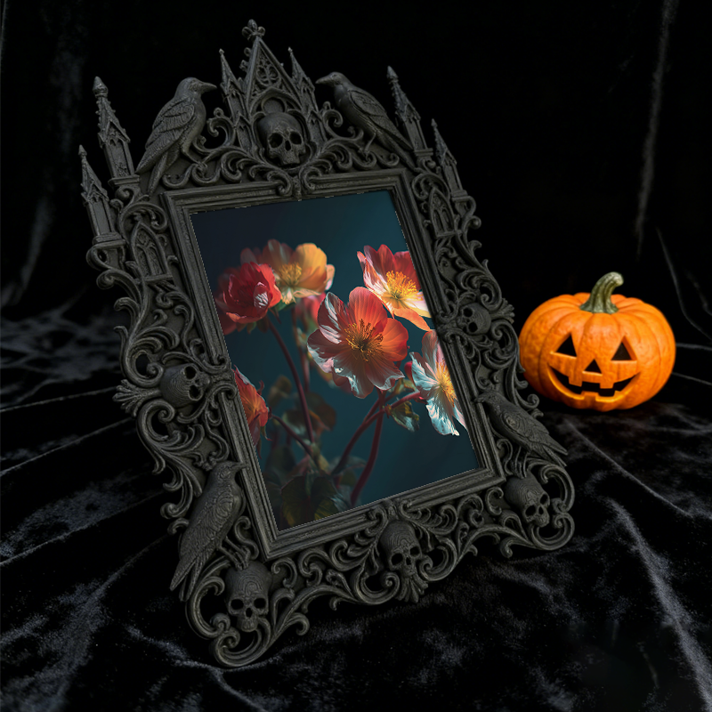 Gothic Dark-style Photo Frame | Black Metal Band Merch Booth Decor, Photo Ornament, Wall-mountable & Tabletop, Waterproof Plastic Frame