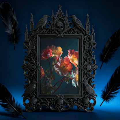 Gothic Dark-style Photo Frame | Black Metal Band Merch Booth Decor, Photo Ornament, Wall-mountable & Tabletop, Waterproof Plastic Frame