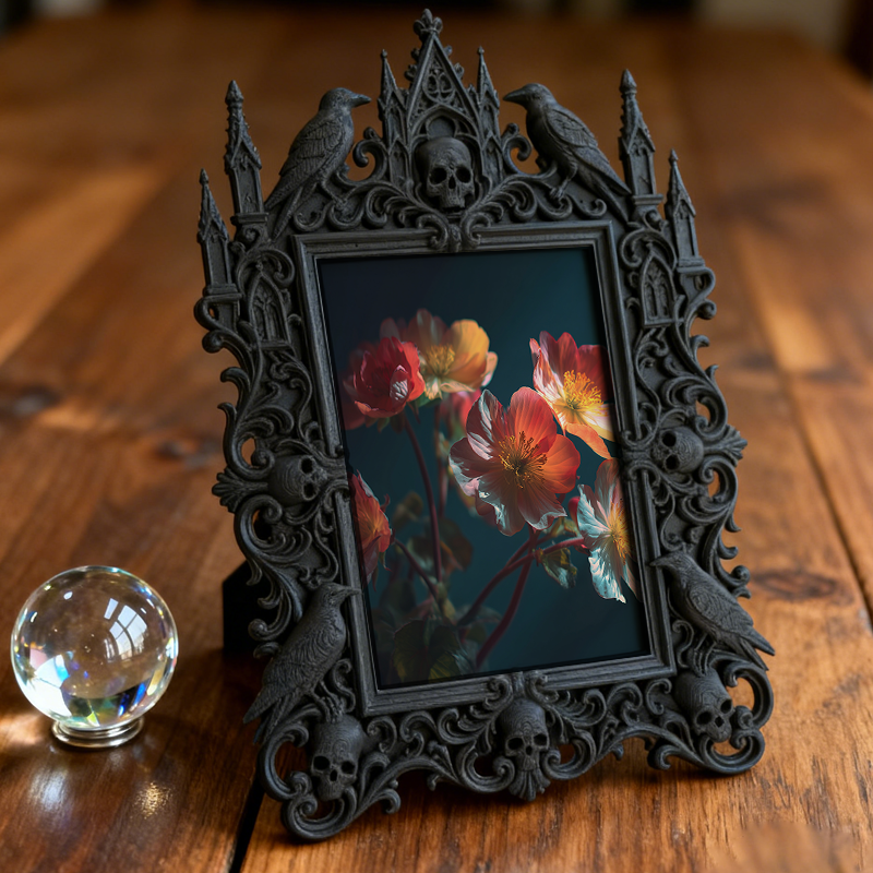 Gothic Dark-style Photo Frame | Black Metal Band Merch Booth Decor, Photo Ornament, Wall-mountable & Tabletop, Waterproof Plastic Frame