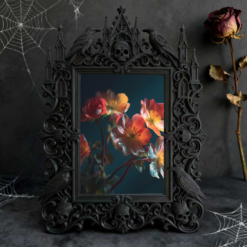 Gothic Dark-style Photo Frame | Black Metal Band Merch Booth Decor, Photo Ornament, Wall-mountable & Tabletop, Waterproof Plastic Frame
