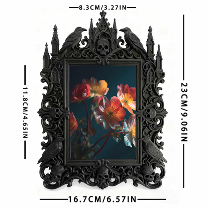 Gothic Dark-style Photo Frame | Black Metal Band Merch Booth Decor, Photo Ornament, Wall-mountable & Tabletop, Waterproof Plastic Frame