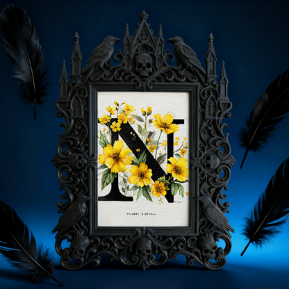 Gothic Dark-style Photo Frame | Halloween Trick-or-Treat Station Decor, Photo Ornament, Wall-mountable & Tabletop, Waterproof Plastic Frame