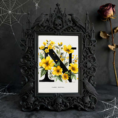 Gothic Dark-style Photo Frame | Halloween Trick-or-Treat Station Decor, Photo Ornament, Wall-mountable & Tabletop, Waterproof Plastic Frame