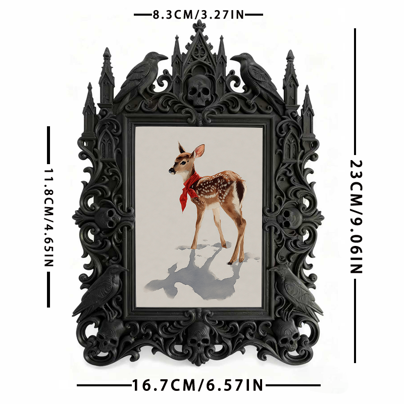 Gothic Dark-style Photo Frame | Dark Floral Wedding Reception Table Decor, Photo Ornament, Wall-mountable & Tabletop, Waterproof Plastic Fra