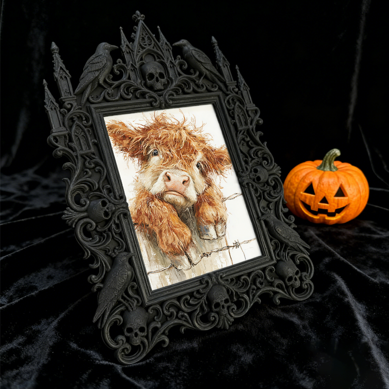 Gothic Dark-style Photo Frame | Gothic Pet Portrait Display Corner Decor, Photo Ornament, Wall-mountable & Tabletop, Waterproof Plastic Fram
