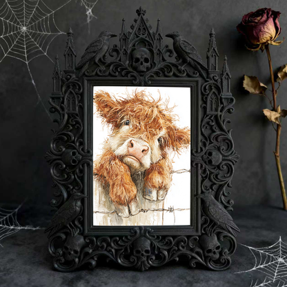 Gothic Dark-style Photo Frame | Gothic Pet Portrait Display Corner Decor, Photo Ornament, Wall-mountable & Tabletop, Waterproof Plastic Fram