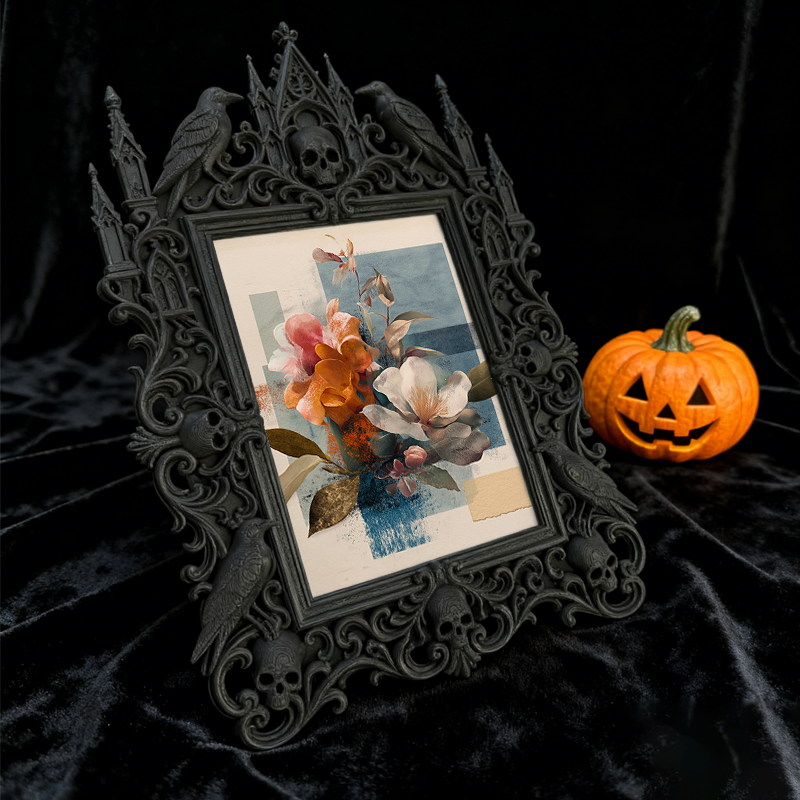 Gothic Dark-style Photo Frame | Handmade Gothic Jewelry Pop-up Shop Decor, Photo Ornament, Wall-mountable & Tabletop, Waterproof Plastic Fra