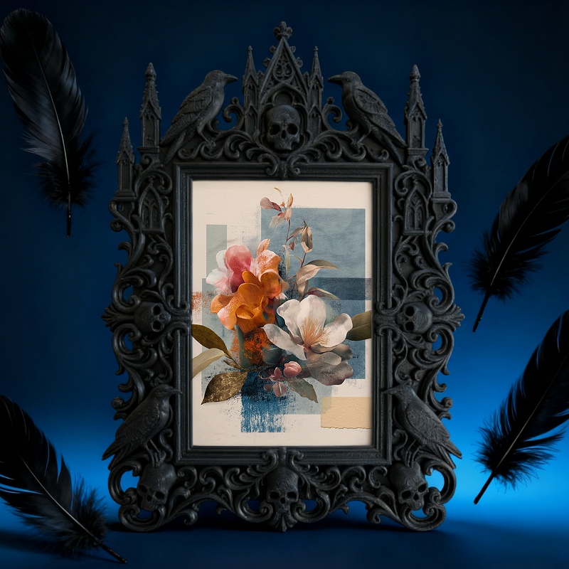 Gothic Dark-style Photo Frame | Handmade Gothic Jewelry Pop-up Shop Decor, Photo Ornament, Wall-mountable & Tabletop, Waterproof Plastic Fra