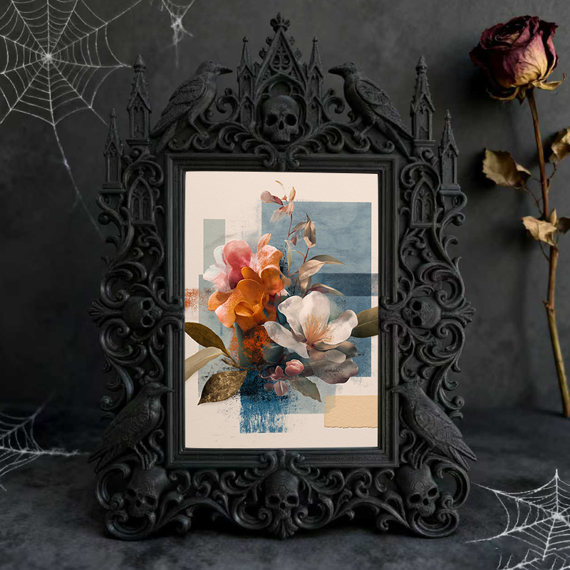 Gothic Dark-style Photo Frame | Handmade Gothic Jewelry Pop-up Shop Decor, Photo Ornament, Wall-mountable & Tabletop, Waterproof Plastic Fra