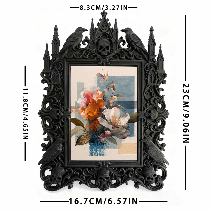 Gothic Dark-style Photo Frame | Handmade Gothic Jewelry Pop-up Shop Decor, Photo Ornament, Wall-mountable & Tabletop, Waterproof Plastic Fra