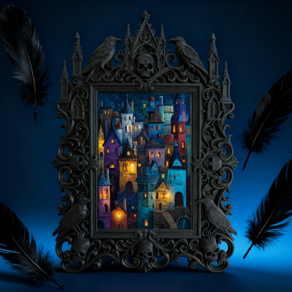 Gothic Dark-style Photo Frame | LARP Vampire Castle Scene Decor, Photo Ornament, Wall-mountable & Tabletop, Waterproof Plastic Frame