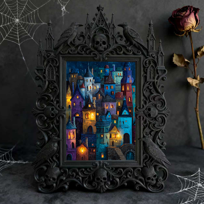 Gothic Dark-style Photo Frame | LARP Vampire Castle Scene Decor, Photo Ornament, Wall-mountable & Tabletop, Waterproof Plastic Frame