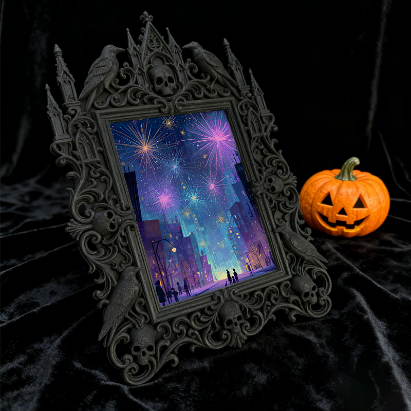 Gothic Dark-style Photo Frame | Dark-themed Escape Room Character Wall Decor, Photo Ornament, Wall-mountable & Tabletop, Waterproof Plastic 