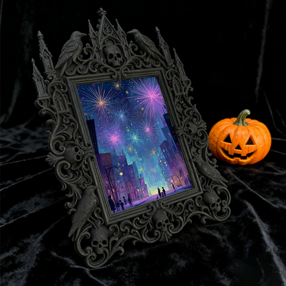 Gothic Dark-style Photo Frame | Dark-themed Escape Room Character Wall Decor, Photo Ornament, Wall-mountable & Tabletop, Waterproof Plastic 