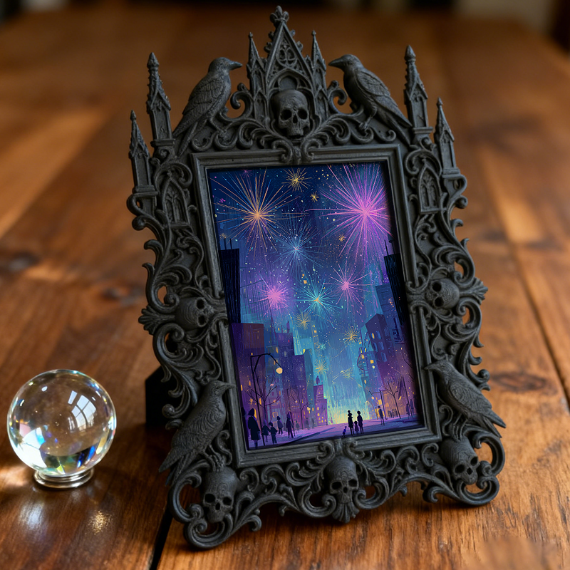 Gothic Dark-style Photo Frame | Dark-themed Escape Room Character Wall Decor, Photo Ornament, Wall-mountable & Tabletop, Waterproof Plastic 