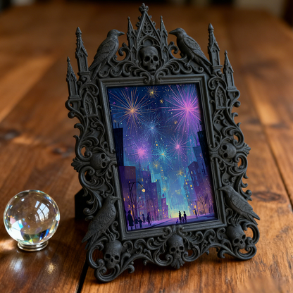 Gothic Dark-style Photo Frame | Dark-themed Escape Room Character Wall Decor, Photo Ornament, Wall-mountable & Tabletop, Waterproof Plastic 