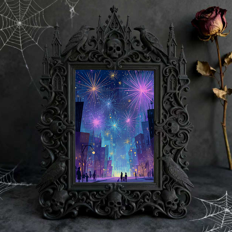 Gothic Dark-style Photo Frame | Dark-themed Escape Room Character Wall Decor, Photo Ornament, Wall-mountable & Tabletop, Waterproof Plastic 
