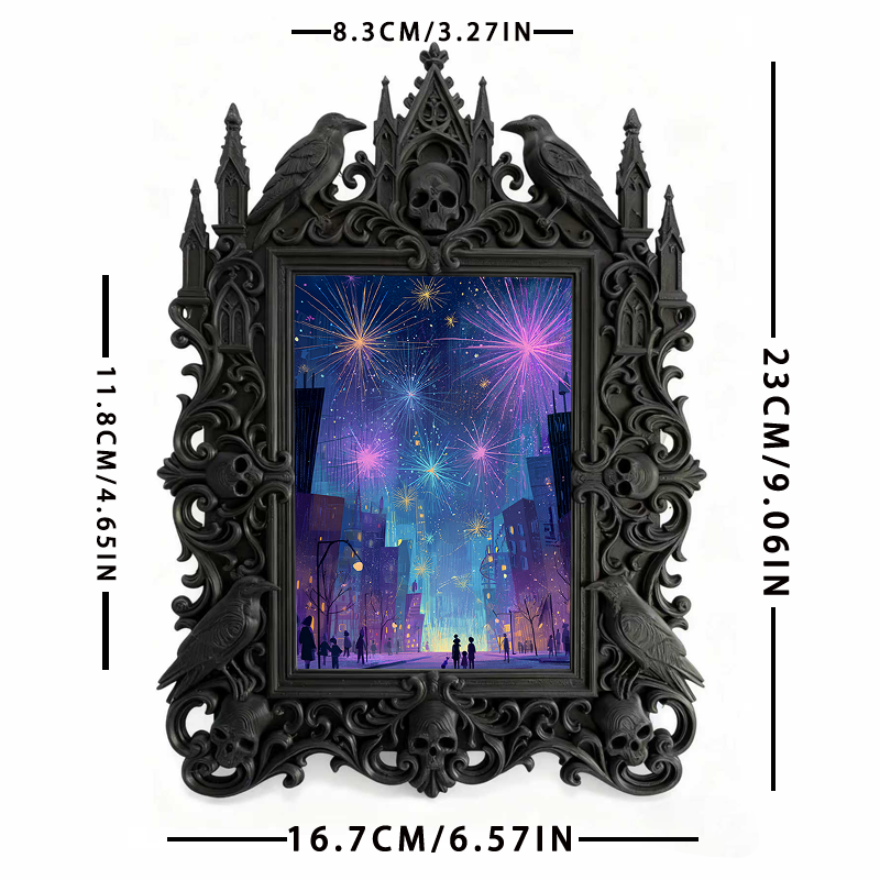 Gothic Dark-style Photo Frame | Dark-themed Escape Room Character Wall Decor, Photo Ornament, Wall-mountable & Tabletop, Waterproof Plastic 