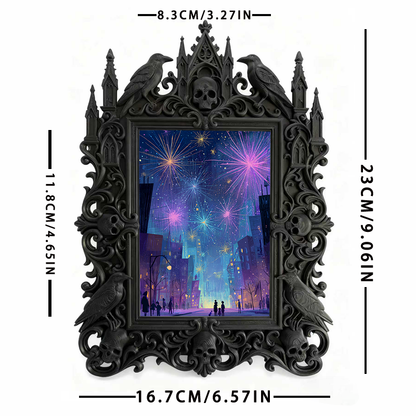 Gothic Dark-style Photo Frame | Dark-themed Escape Room Character Wall Decor, Photo Ornament, Wall-mountable & Tabletop, Waterproof Plastic 