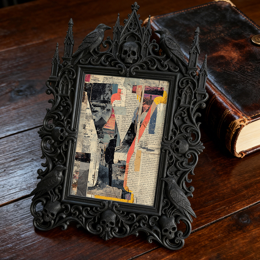 Gothic Dark-style Photo Frame | Vintage Typewriter Caf茅 Writing Corner Decor, Photo Ornament, Wall-mountable & Tabletop, Waterproof Plastic 