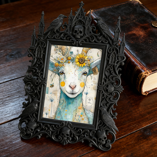 Gothic Dark-style Photo Frame | Gothic Tattoo Flash Art Display Decor, Photo Ornament, Wall-mountable & Tabletop, Waterproof Plastic Frame