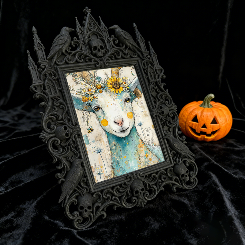 Gothic Dark-style Photo Frame | Gothic Tattoo Flash Art Display Decor, Photo Ornament, Wall-mountable & Tabletop, Waterproof Plastic Frame