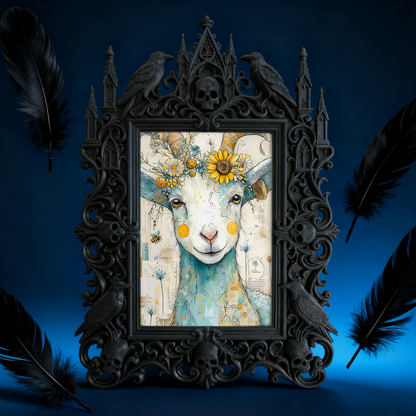 Gothic Dark-style Photo Frame | Gothic Tattoo Flash Art Display Decor, Photo Ornament, Wall-mountable & Tabletop, Waterproof Plastic Frame