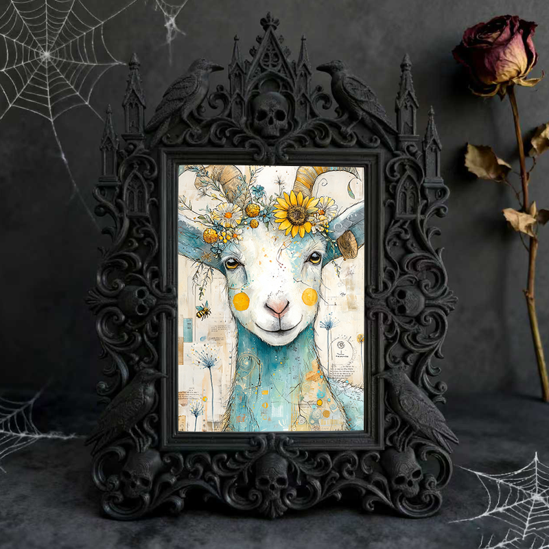 Gothic Dark-style Photo Frame | Gothic Tattoo Flash Art Display Decor, Photo Ornament, Wall-mountable & Tabletop, Waterproof Plastic Frame