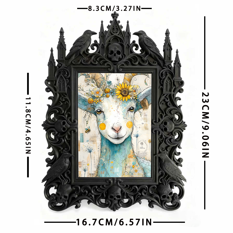 Gothic Dark-style Photo Frame | Gothic Tattoo Flash Art Display Decor, Photo Ornament, Wall-mountable & Tabletop, Waterproof Plastic Frame