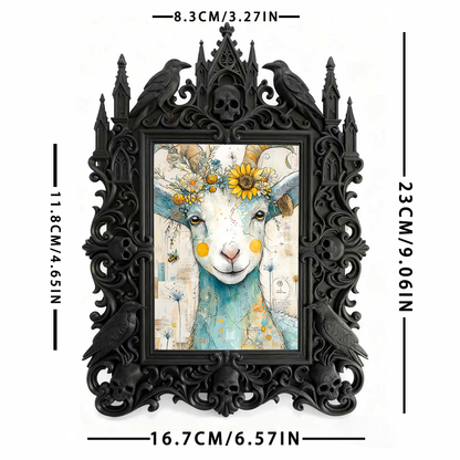 Gothic Dark-style Photo Frame | Gothic Tattoo Flash Art Display Decor, Photo Ornament, Wall-mountable & Tabletop, Waterproof Plastic Frame