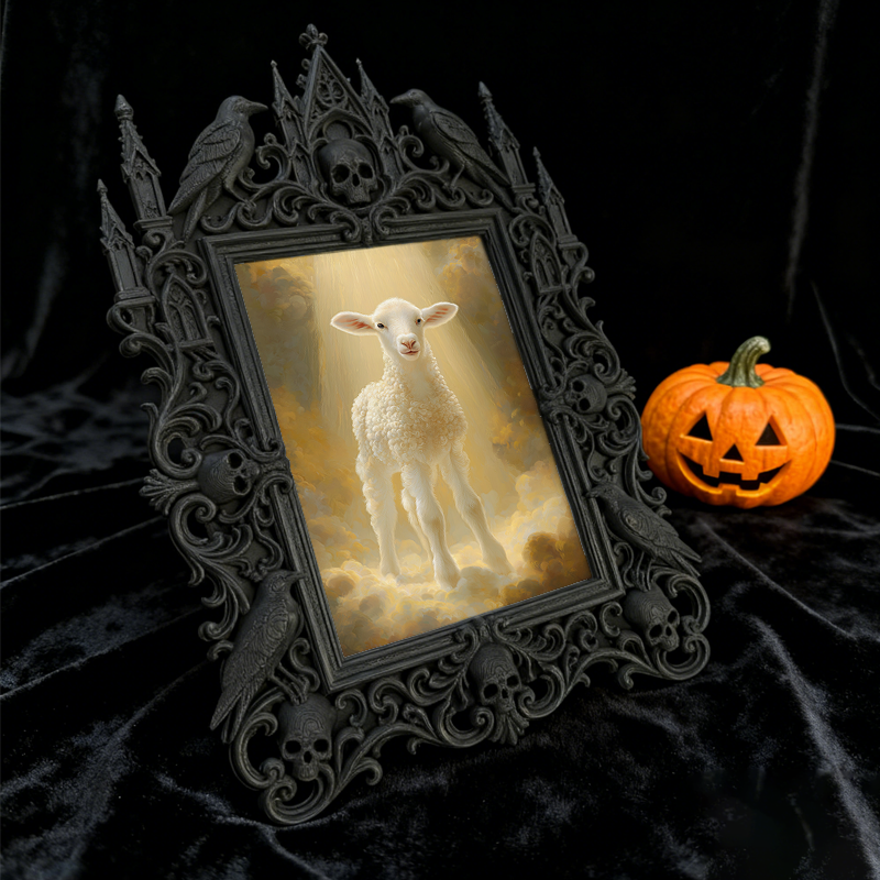 Gothic Dark-style Photo Frame | Dark Academia Library Study Carrel Decor, Photo Ornament, Wall-mountable & Tabletop, Waterproof Plastic Fram