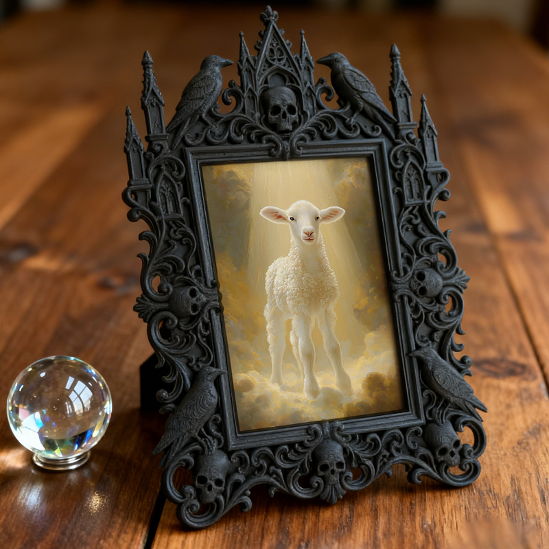 Gothic Dark-style Photo Frame | Dark Academia Library Study Carrel Decor, Photo Ornament, Wall-mountable & Tabletop, Waterproof Plastic Fram