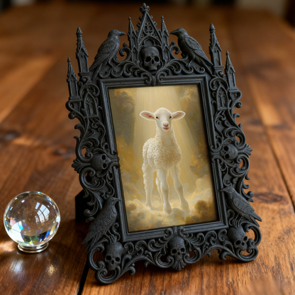 Gothic Dark-style Photo Frame | Dark Academia Library Study Carrel Decor, Photo Ornament, Wall-mountable & Tabletop, Waterproof Plastic Fram