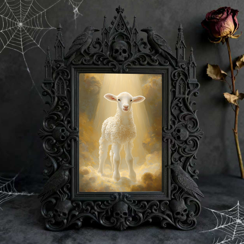 Gothic Dark-style Photo Frame | Dark Academia Library Study Carrel Decor, Photo Ornament, Wall-mountable & Tabletop, Waterproof Plastic Fram