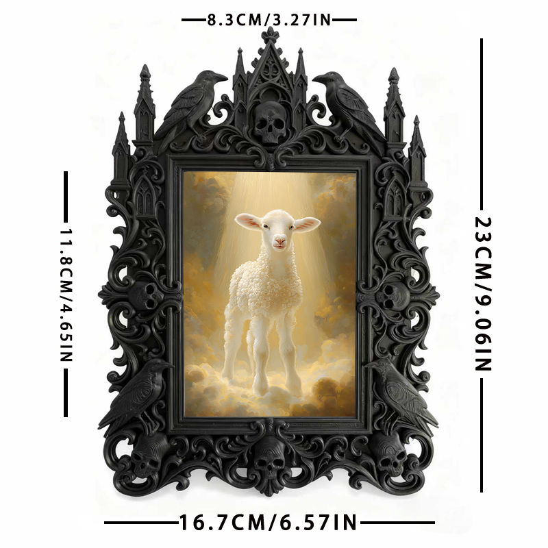 Gothic Dark-style Photo Frame | Dark Academia Library Study Carrel Decor, Photo Ornament, Wall-mountable & Tabletop, Waterproof Plastic Fram