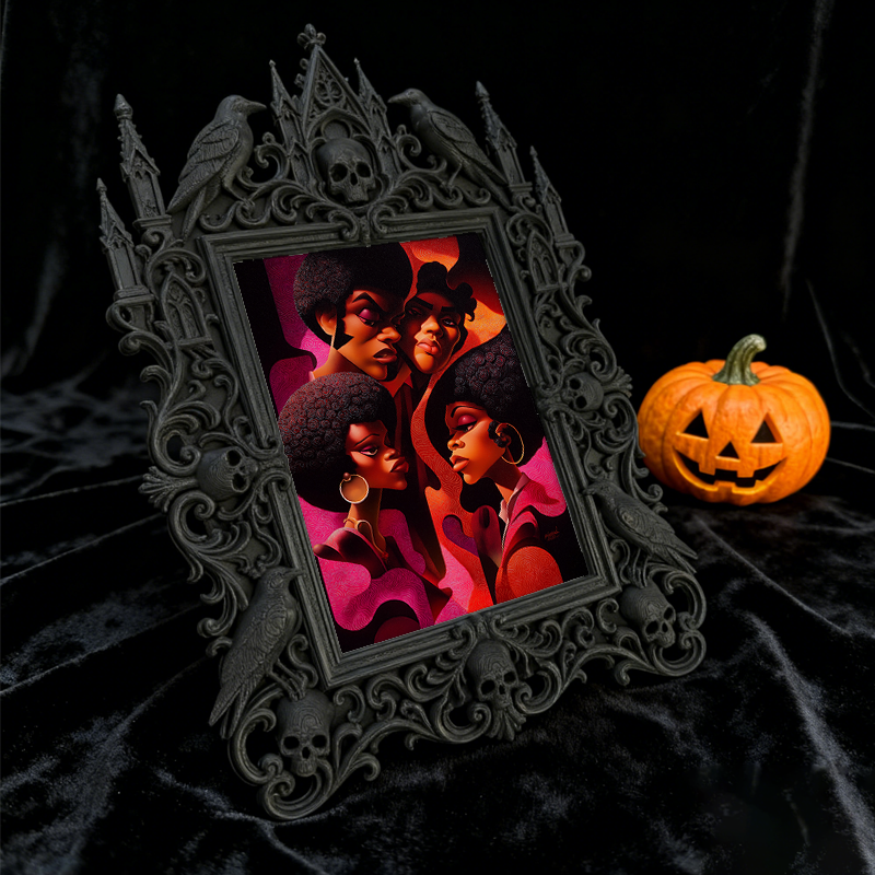Gothic Dark-style Photo Frame | Gothic-themed Bakery Black Cake Display Decor, Photo Ornament, Wall-mountable & Tabletop, Waterproof Plastic