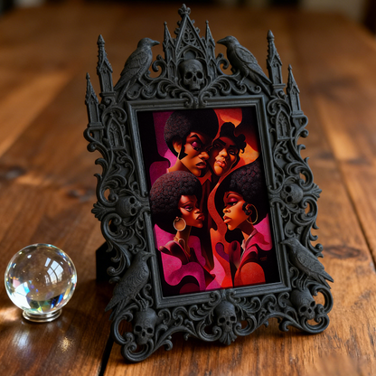 Gothic Dark-style Photo Frame | Gothic-themed Bakery Black Cake Display Decor, Photo Ornament, Wall-mountable & Tabletop, Waterproof Plastic