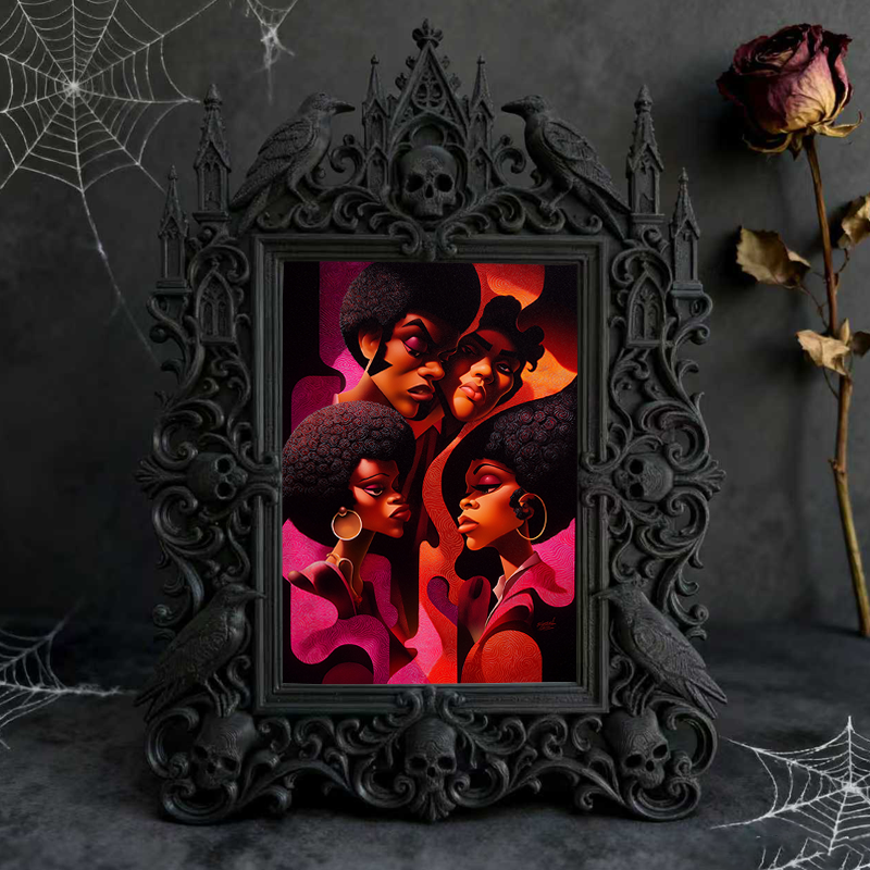 Gothic Dark-style Photo Frame | Gothic-themed Bakery Black Cake Display Decor, Photo Ornament, Wall-mountable & Tabletop, Waterproof Plastic