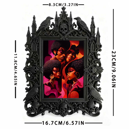 Gothic Dark-style Photo Frame | Gothic-themed Bakery Black Cake Display Decor, Photo Ornament, Wall-mountable & Tabletop, Waterproof Plastic