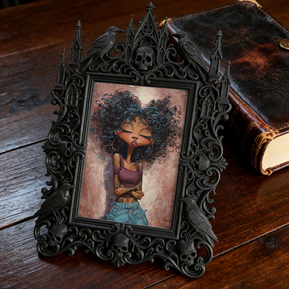 Gothic Dark-style Photo Frame | Witchcraft Supply Shop Altar Decor, Photo Ornament, Wall-mountable & Tabletop, Waterproof Plastic Frame