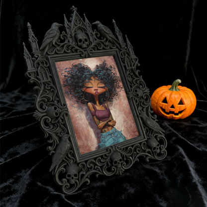 Gothic Dark-style Photo Frame | Witchcraft Supply Shop Altar Decor, Photo Ornament, Wall-mountable & Tabletop, Waterproof Plastic Frame