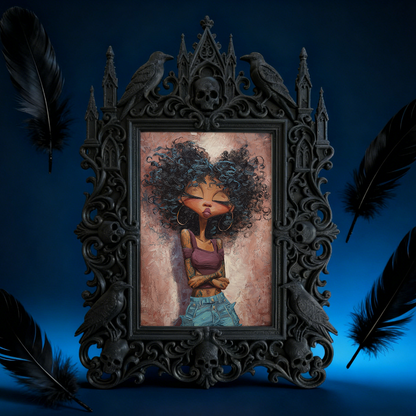 Gothic Dark-style Photo Frame | Witchcraft Supply Shop Altar Decor, Photo Ornament, Wall-mountable & Tabletop, Waterproof Plastic Frame