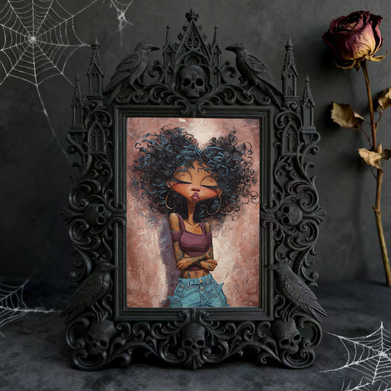 Gothic Dark-style Photo Frame | Witchcraft Supply Shop Altar Decor, Photo Ornament, Wall-mountable & Tabletop, Waterproof Plastic Frame