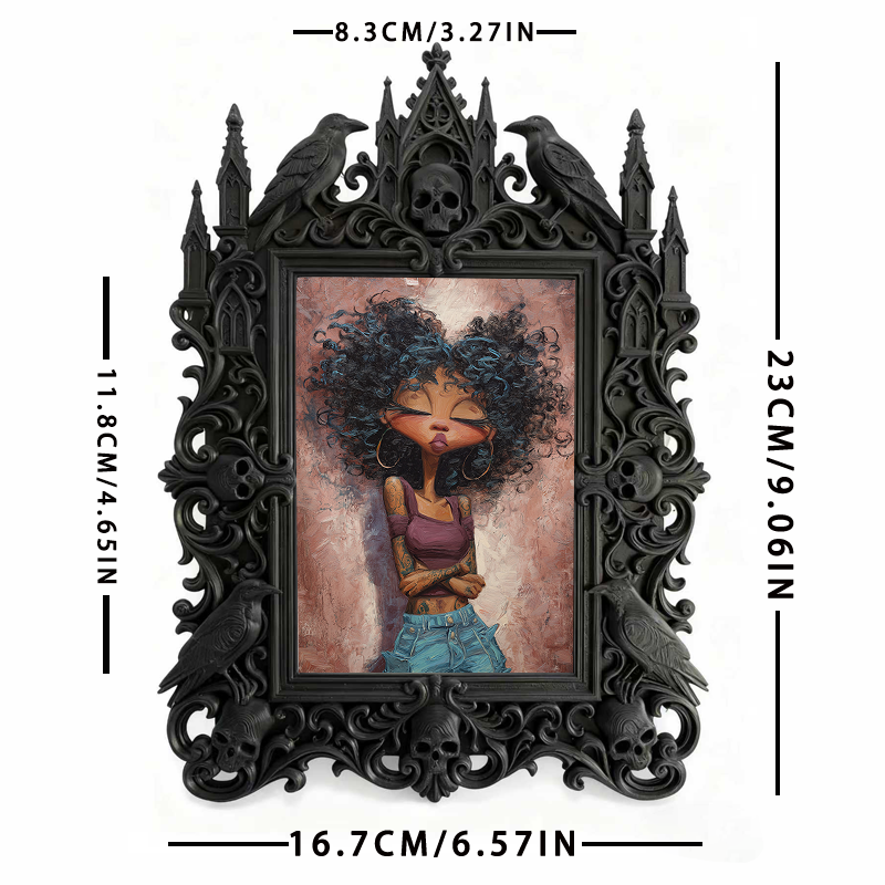 Gothic Dark-style Photo Frame | Witchcraft Supply Shop Altar Decor, Photo Ornament, Wall-mountable & Tabletop, Waterproof Plastic Frame