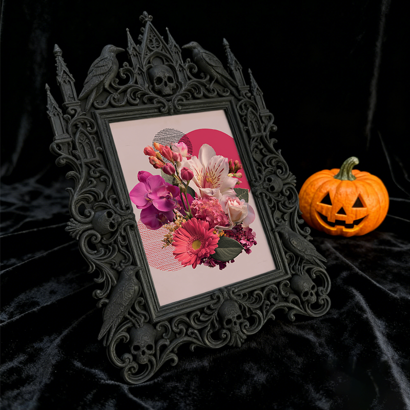 Gothic Dark-style Photo Frame | Horror Game Streamer Background Wall Decor, Photo Ornament, Wall-mountable & Tabletop, Waterproof Plastic Fr