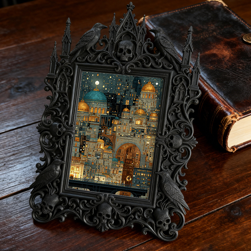 Gothic Dark-style Photo Frame | Gothic Prom Photo Booth Backdrop Decor, Photo Ornament, Wall-mountable & Tabletop, Waterproof Plastic Frame