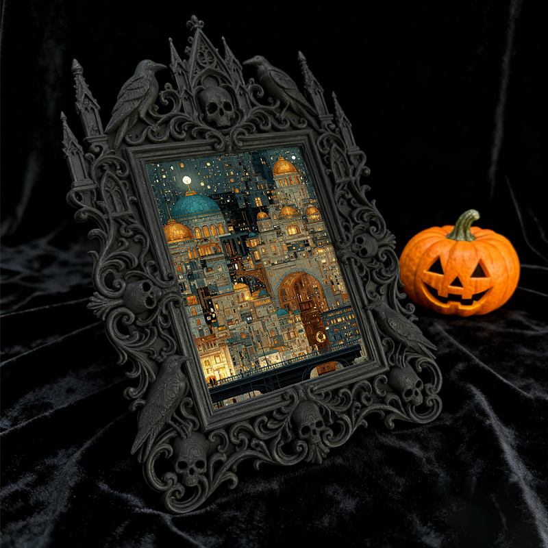 Gothic Dark-style Photo Frame | Gothic Prom Photo Booth Backdrop Decor, Photo Ornament, Wall-mountable & Tabletop, Waterproof Plastic Frame