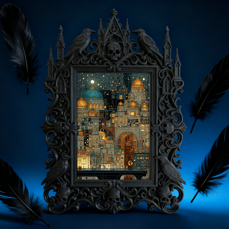 Gothic Dark-style Photo Frame | Gothic Prom Photo Booth Backdrop Decor, Photo Ornament, Wall-mountable & Tabletop, Waterproof Plastic Frame